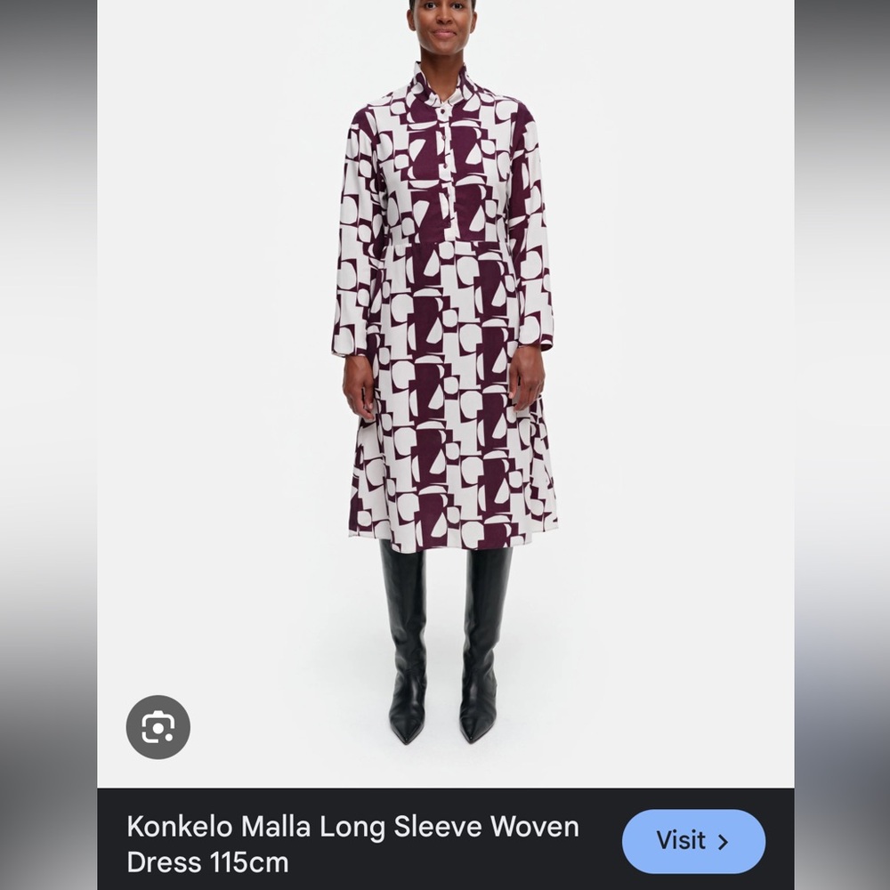 Marimekko Purple and Off-White Long Sleeve Dress